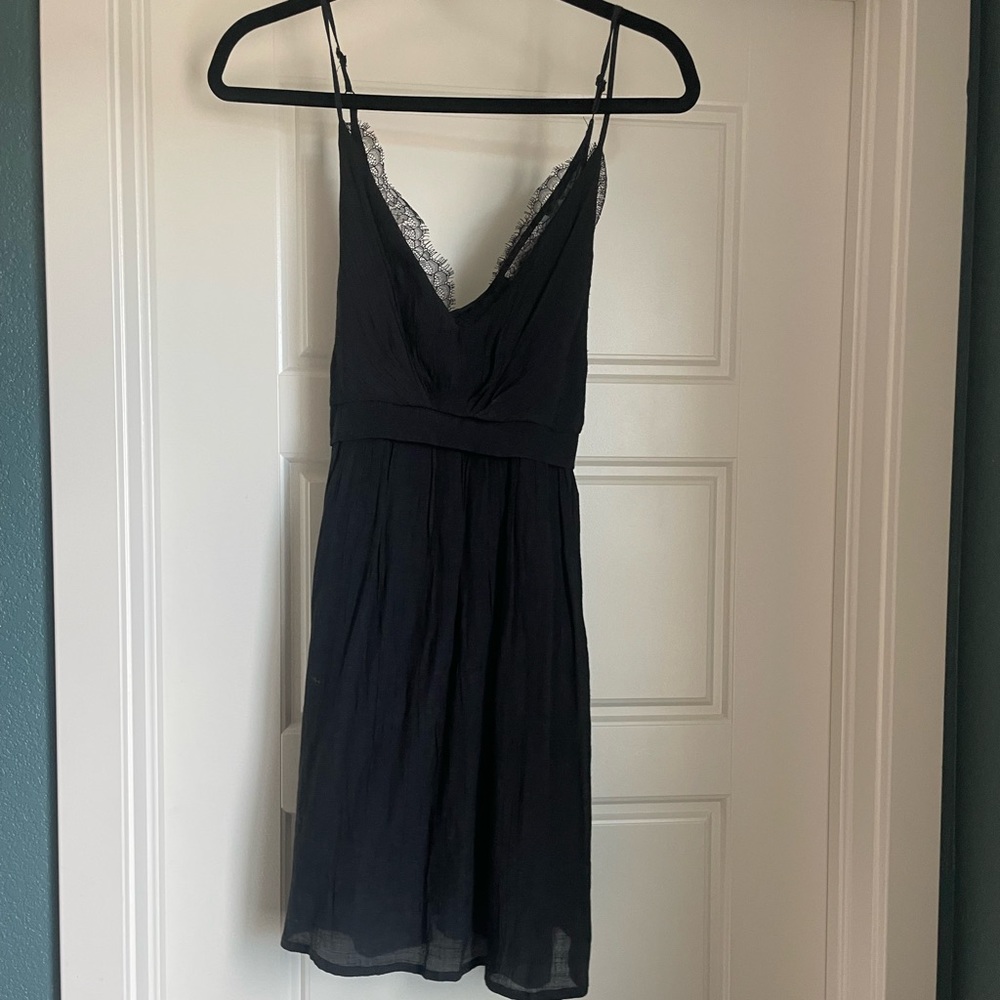 Black lace mini dresss with tie back